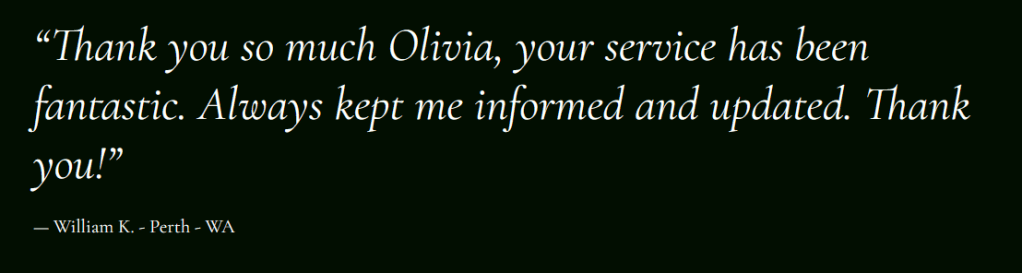 Verified customer review for apostille services in Australia